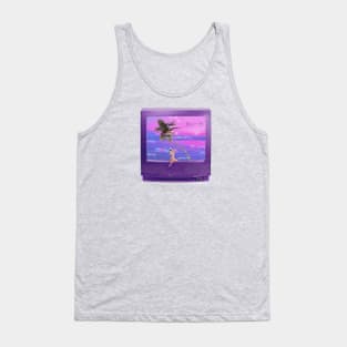 Vapourwave beach in tv design Tank Top